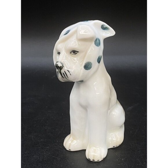 Dog 4” Figurine White Brown With Polka Dot Scarf Around Head Toothache Pain - Picture 1 of 9